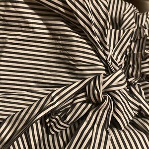 Cupio Women's Top Cotton Pinstriped Blue Size M